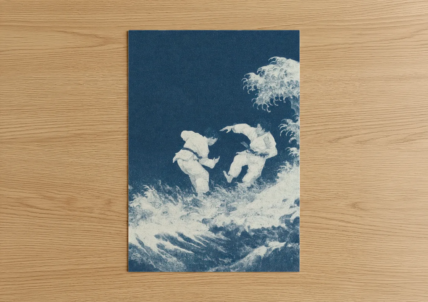 Dynamic Judo Fighters Ocean Wave Wall Art