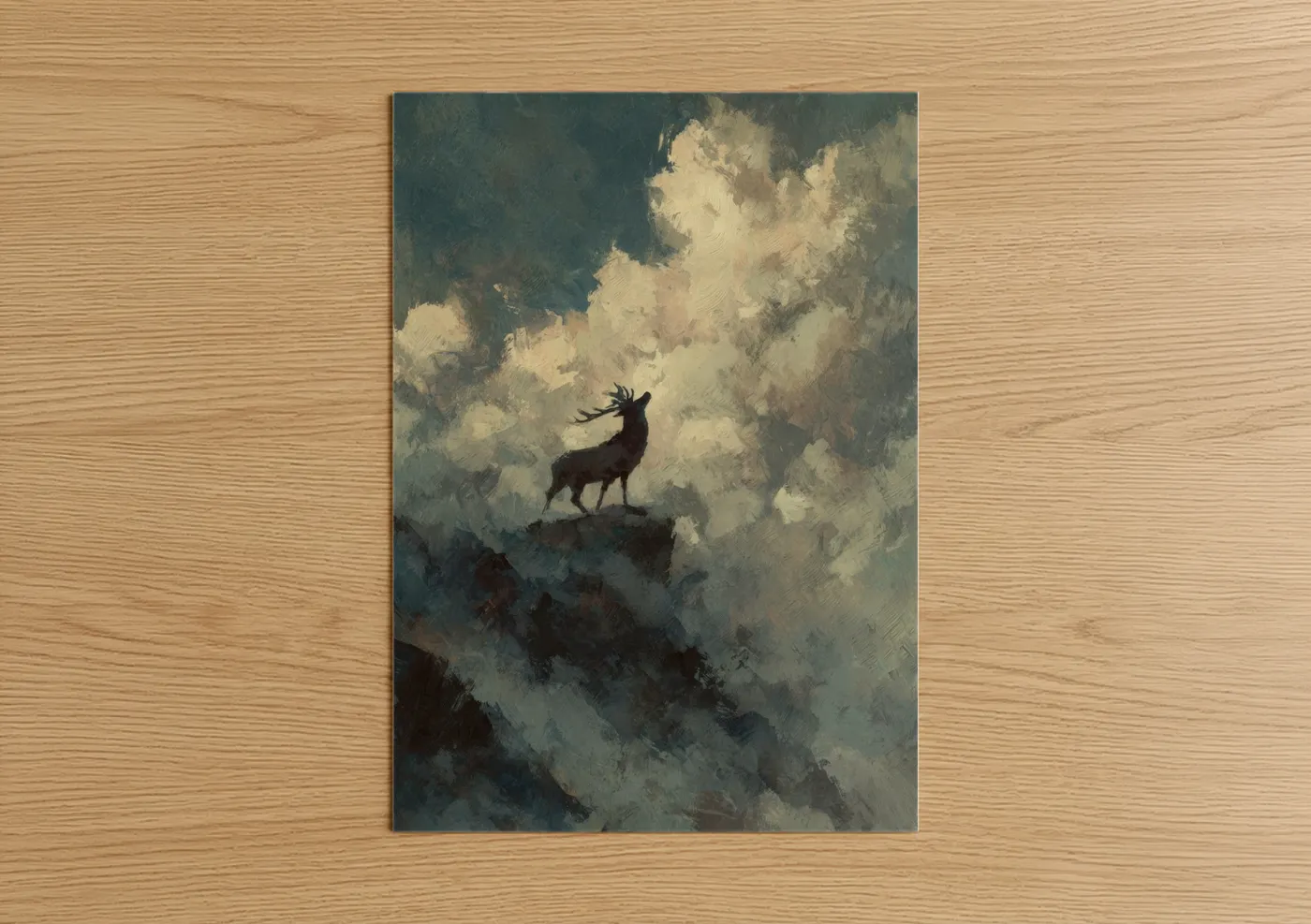 Majestic Elk Mountain Mist Painting Wall Art