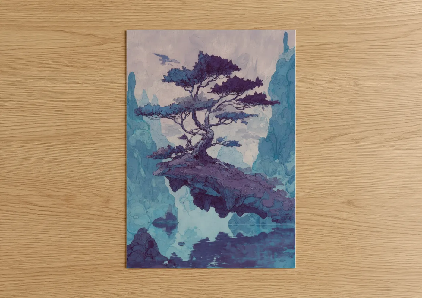 Mystical Juniper Tree Fantasy Landscape Wall Art