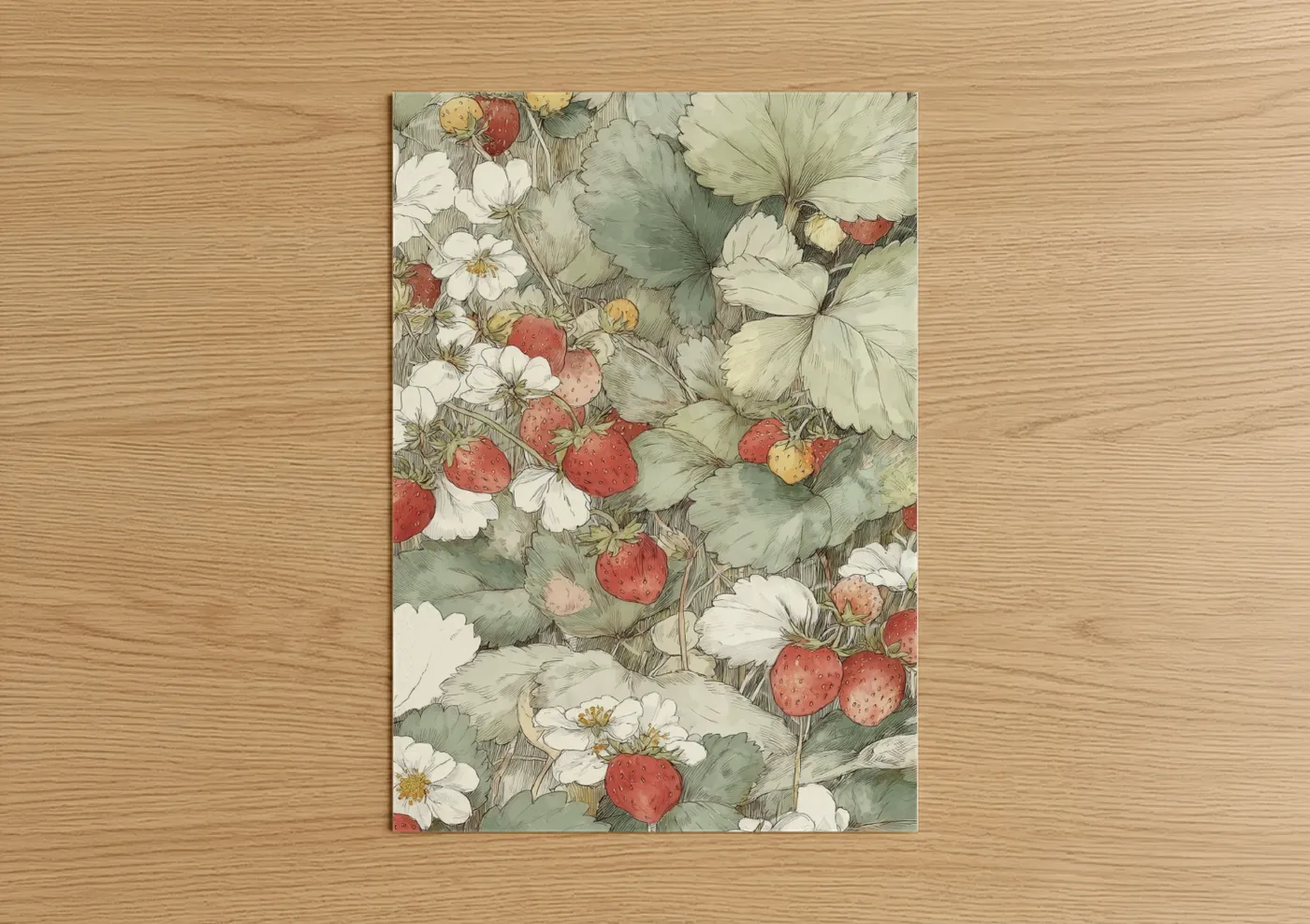 Strawberry Meadow Botanical Watercolor Wall Art
