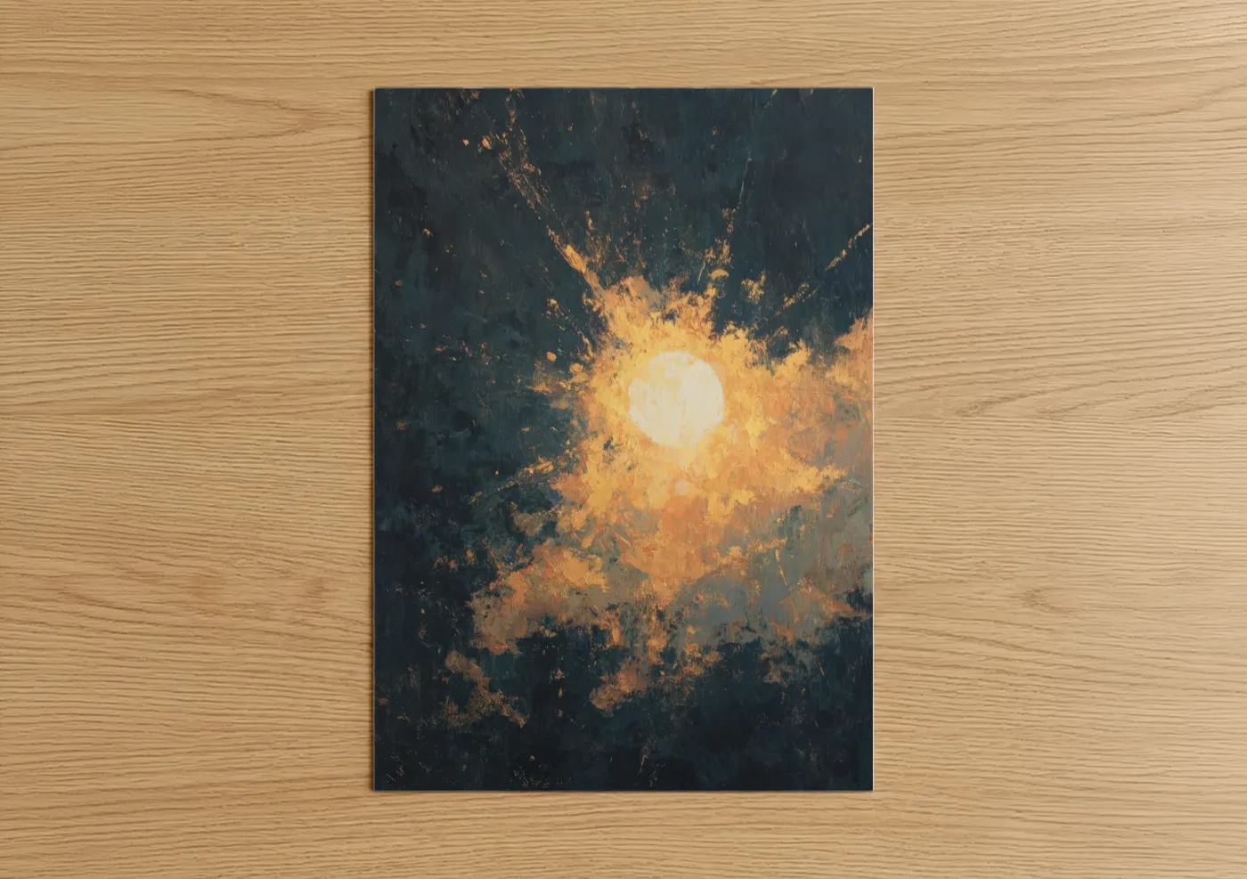 Radiant Star Burst Night Sky Painting Wall Art
