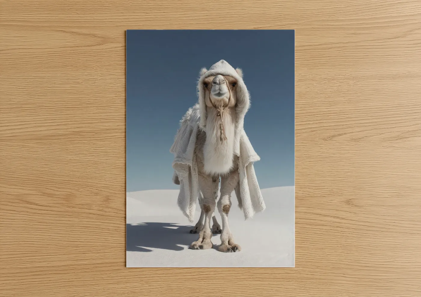 White Camel Desert Portrait Photography Wall Art