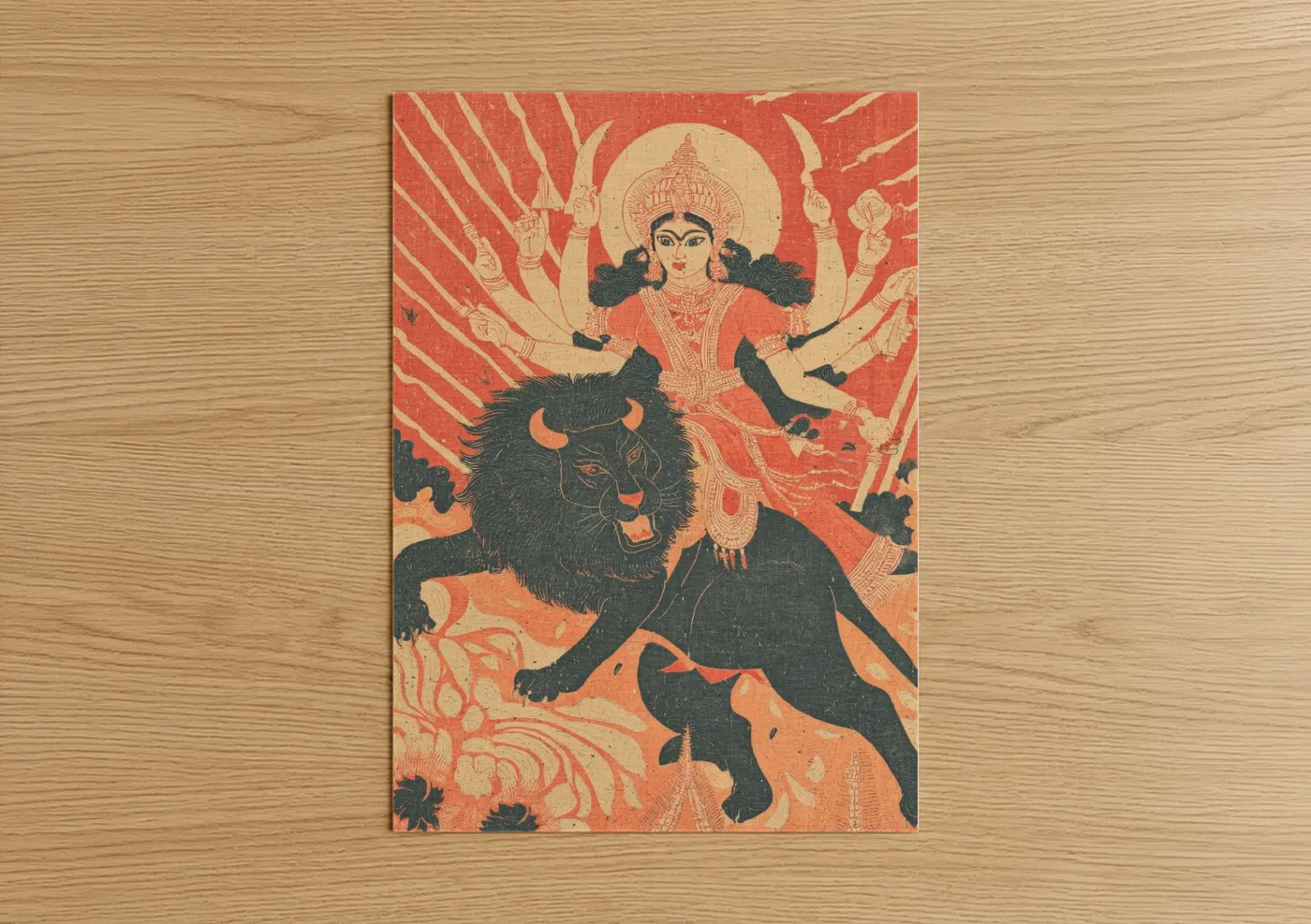 Divine Durga Hindu Goddess Vintage Wall Art