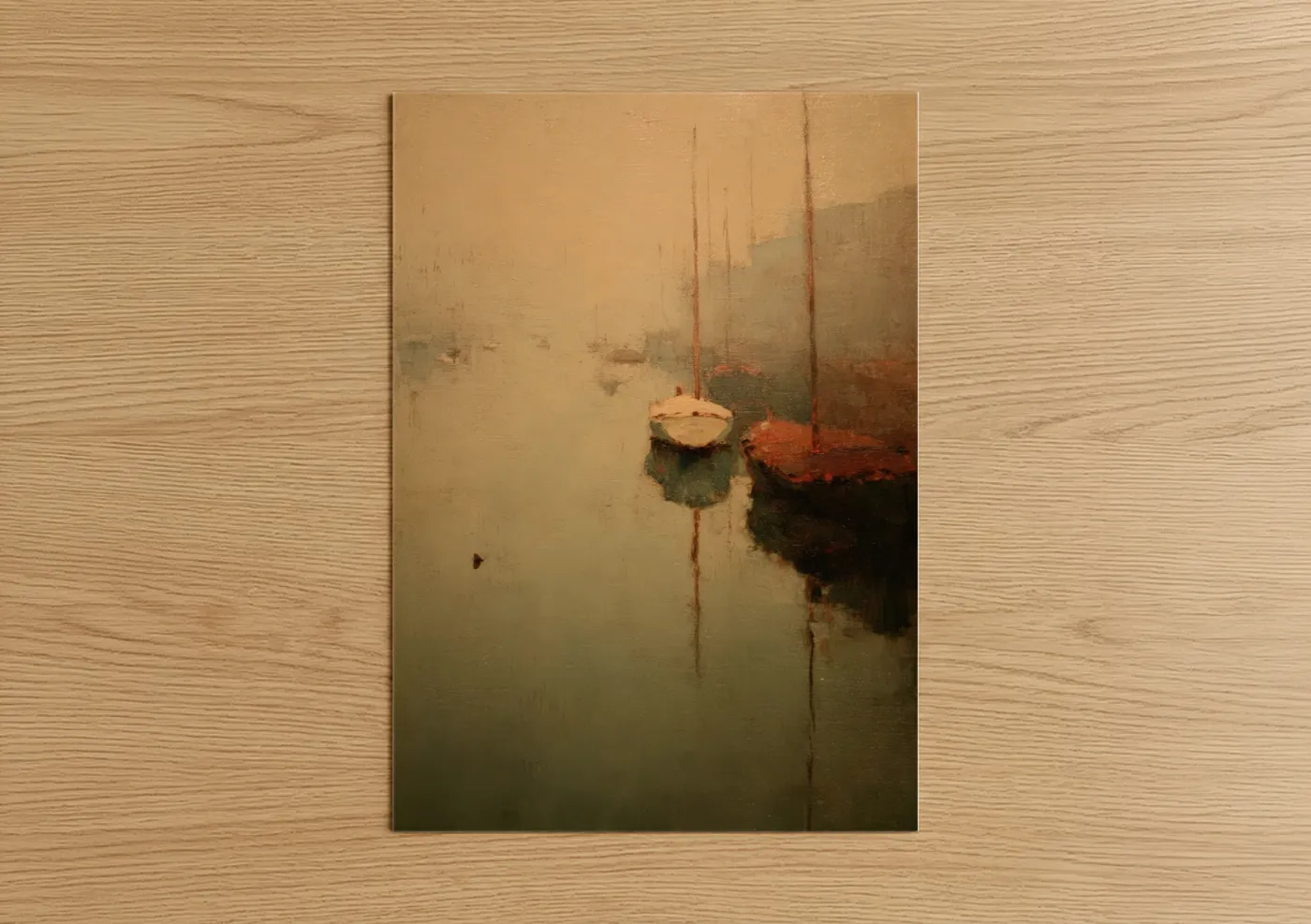 Misty Harbor Sailboats Watercolor Wall Art
