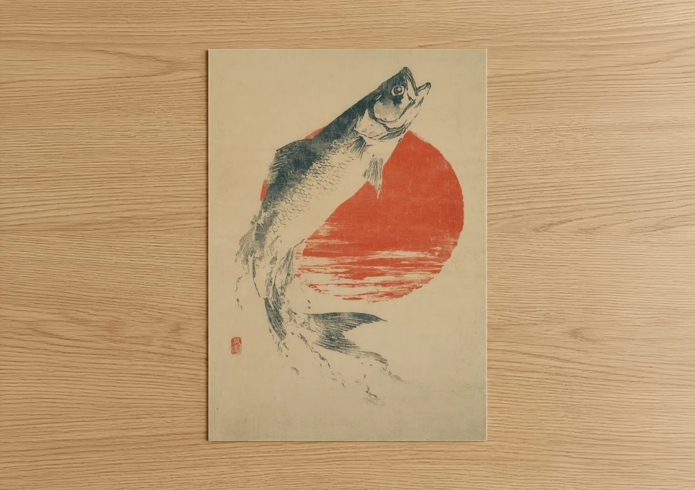 Rising Tarpon Japanese Woodblock Art Wall Art