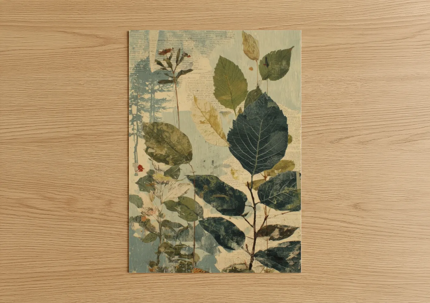 Vintage Botanical Leaf Collage Wall Art