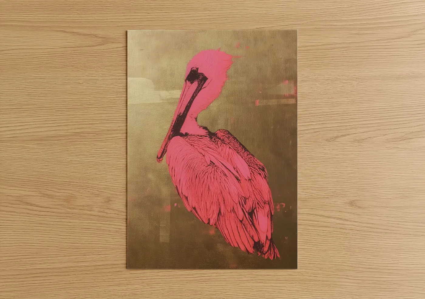 Pink Pelican Portrait Modern Wall Art