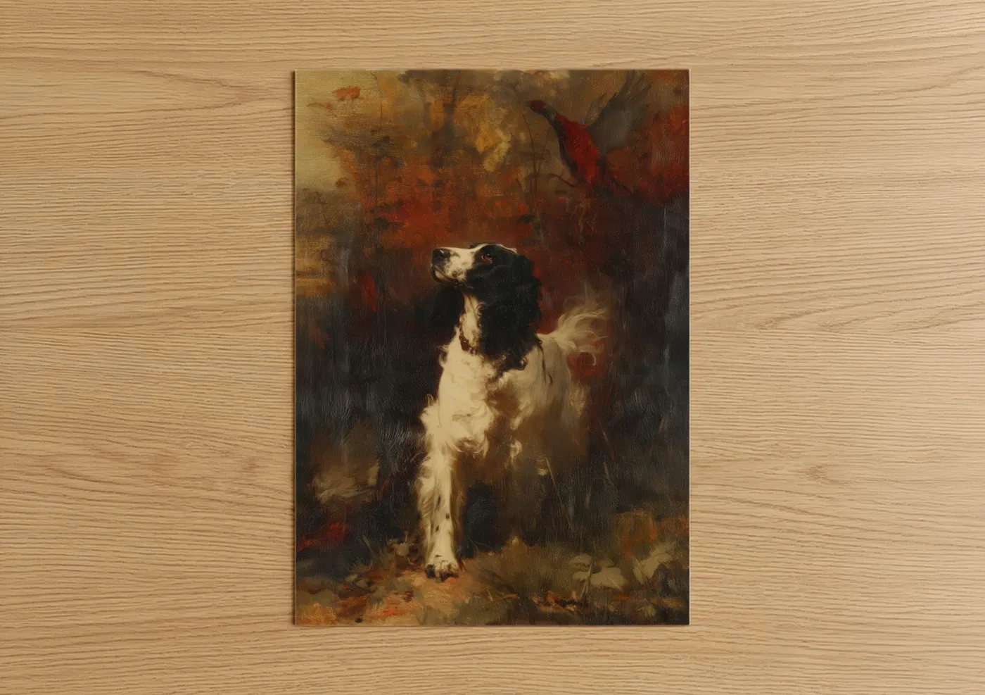 Black and White Spaniel Portrait Oil Wall Art