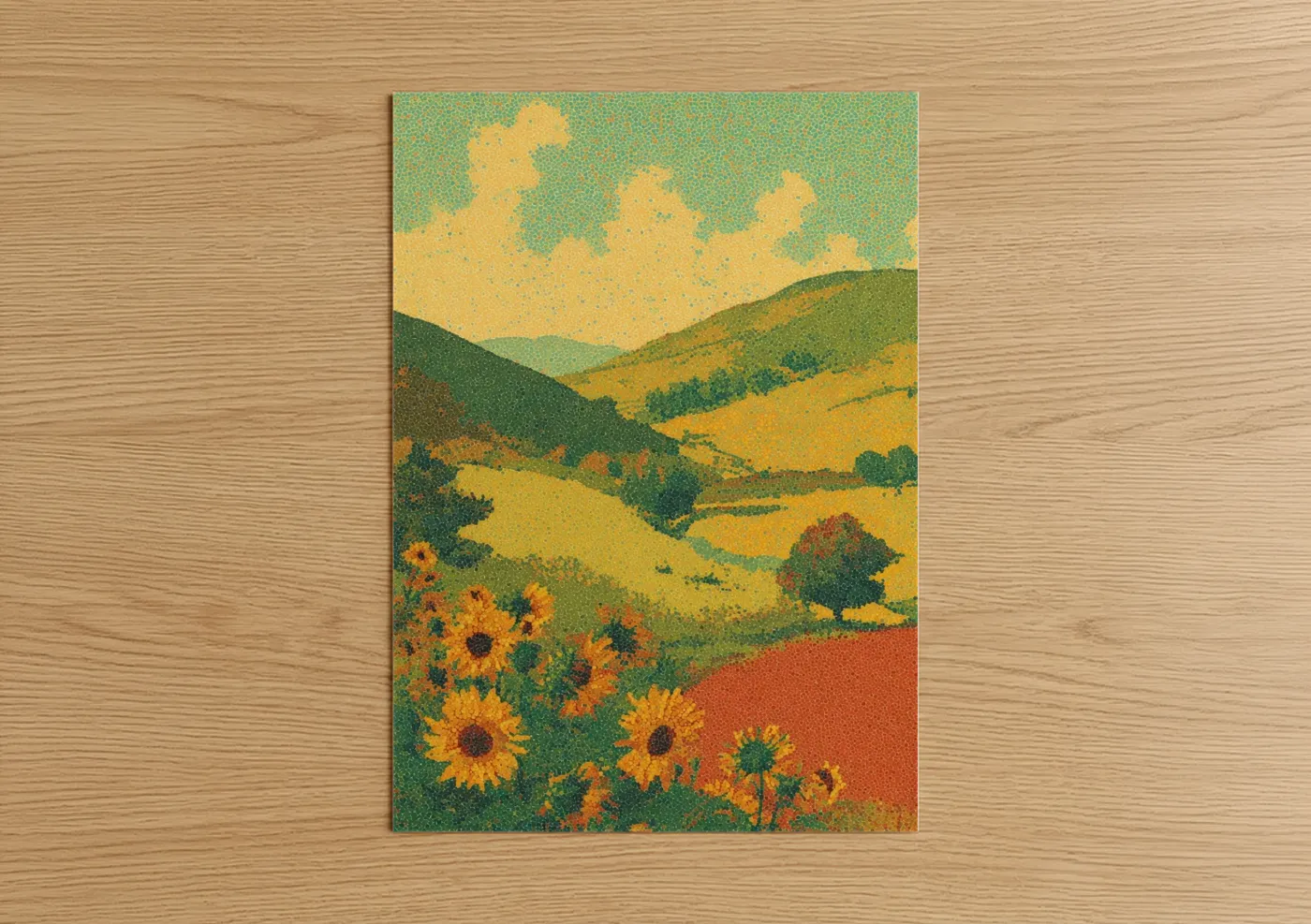 Golden Sunflower Valley Landscape Wall Art