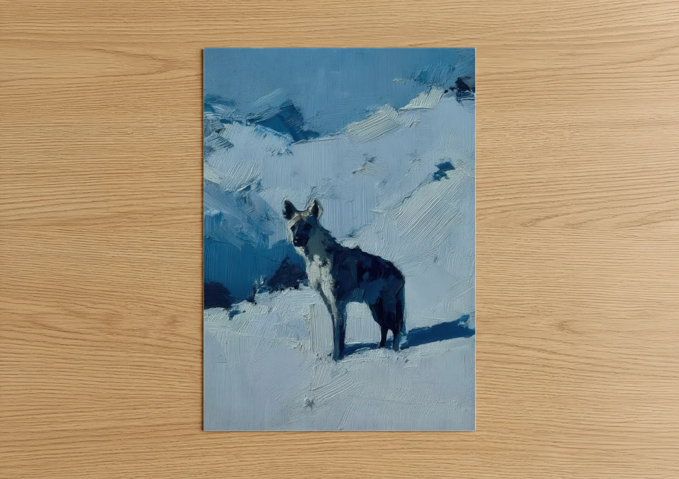Snowy Hyena Winter Wildlife Wall Art