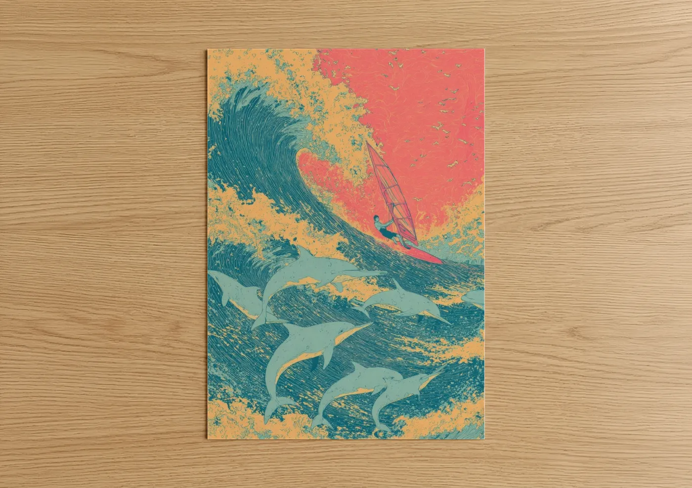 Tropical Windsurfing Adventure Art Print Wall Art