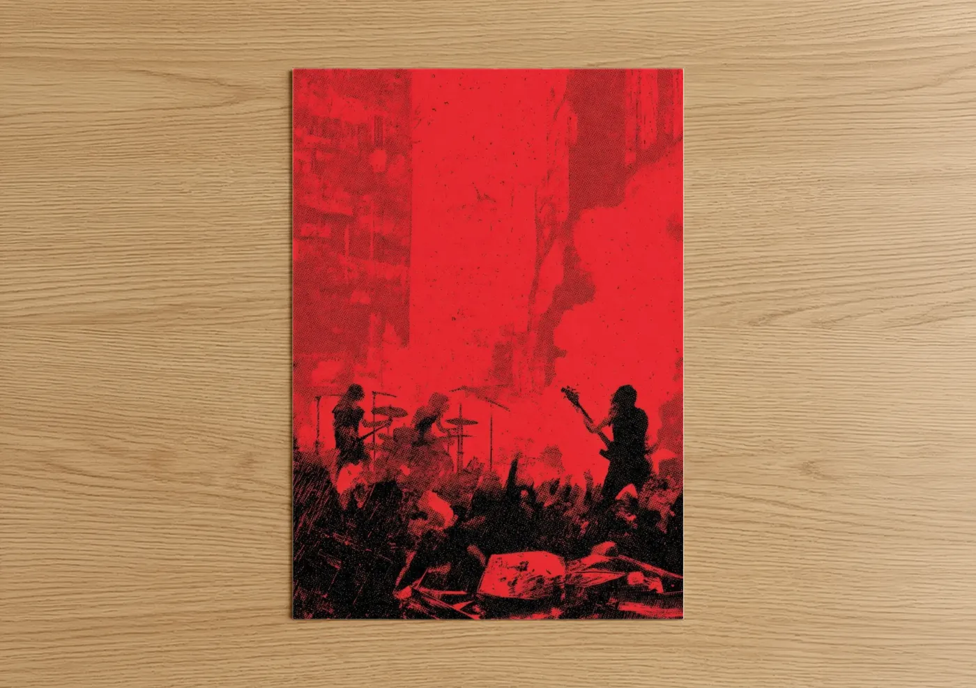 Death Metal Band Stage Performance Red Wall Art