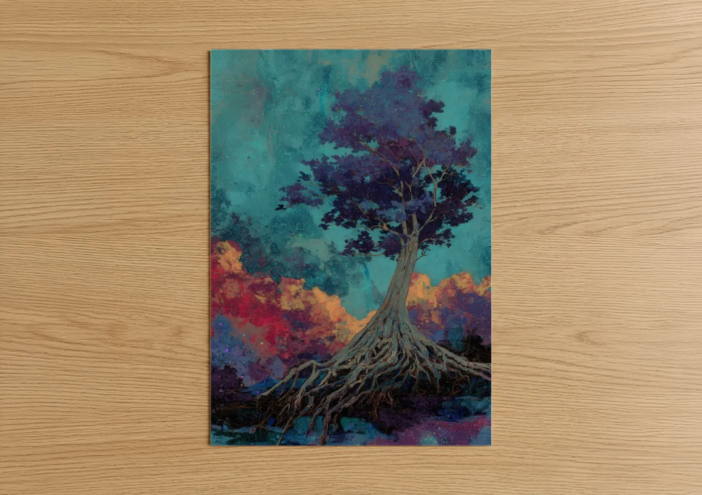 Mystical Kauri Tree Abstract Watercolor Wall Art