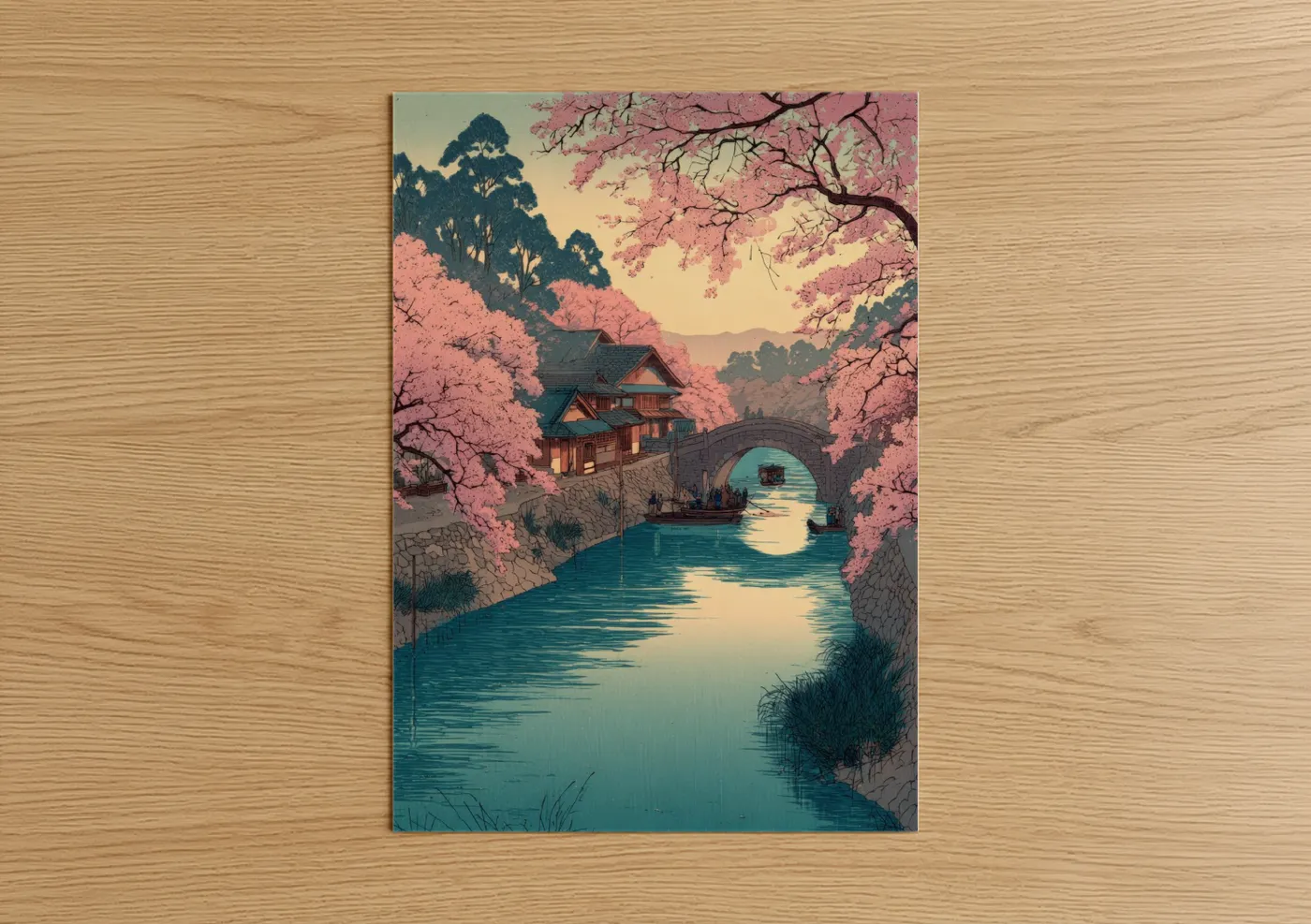 Cherry Blossom Japanese Garden Art Print Wall Art