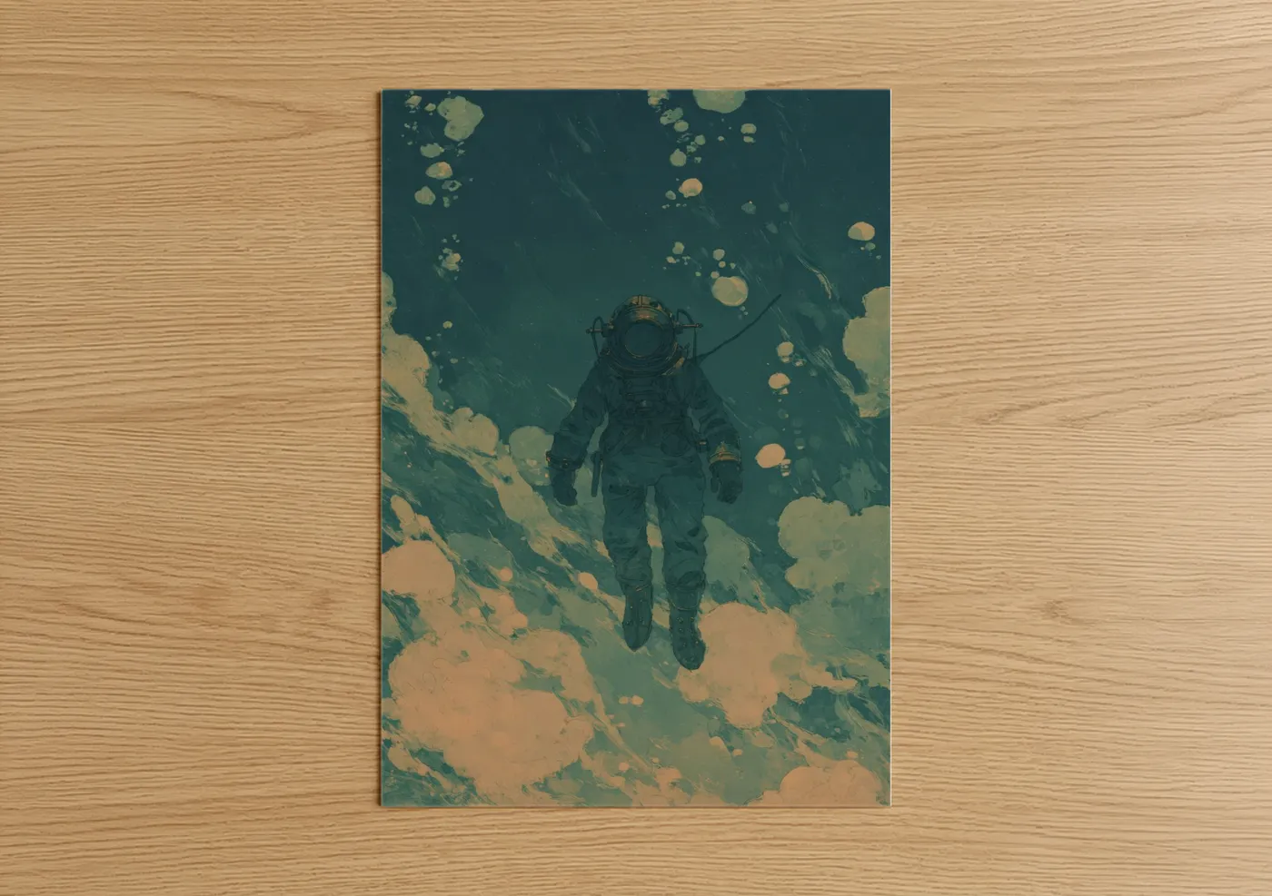 Astronaut Diving Cosmic Underwater Wall Art