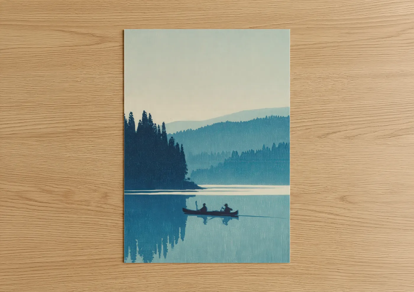 Alpine Lake Canoe Serene Water Sports Wall Art