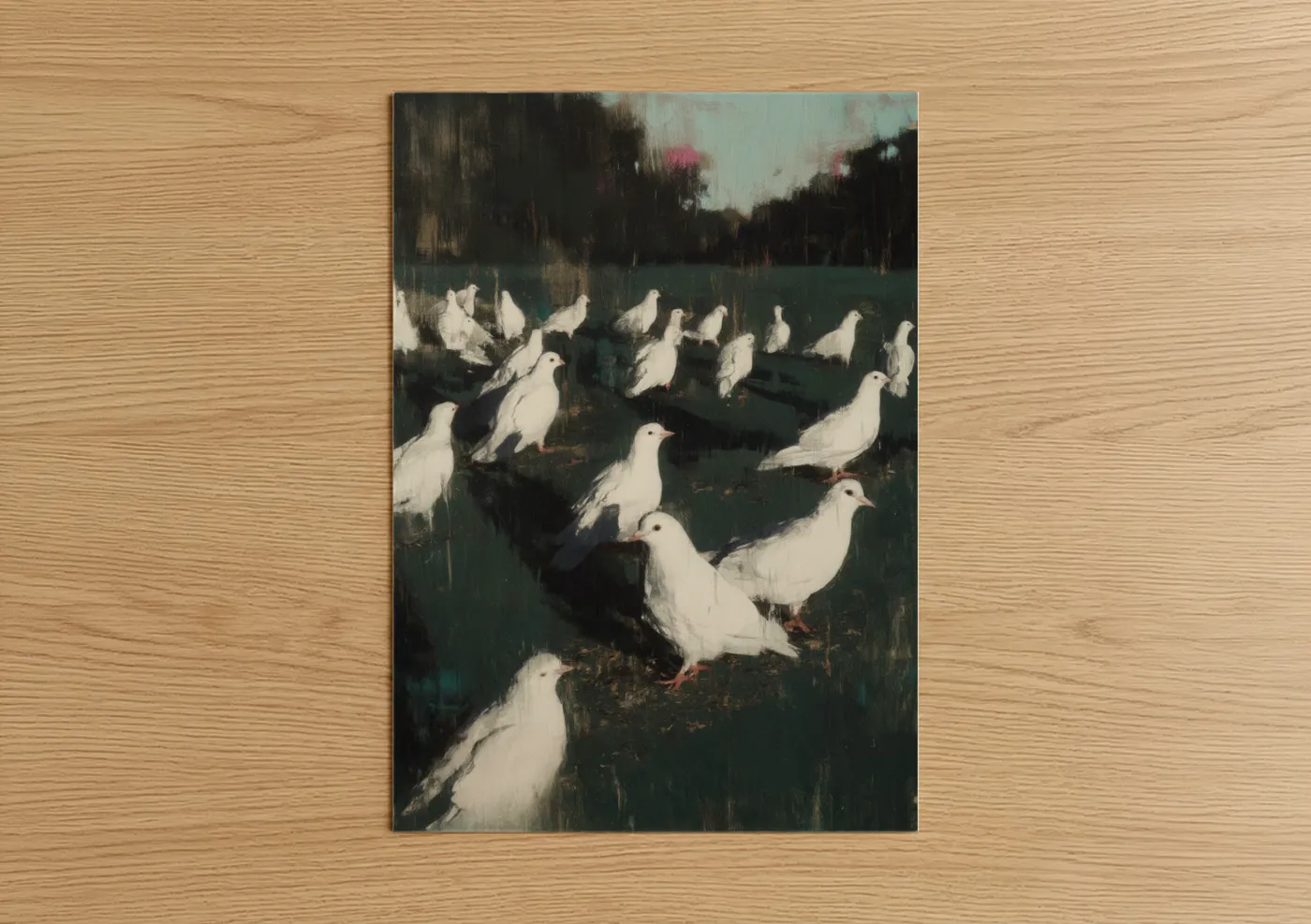 White Doves Pastoral Farm Landscape Wall Art