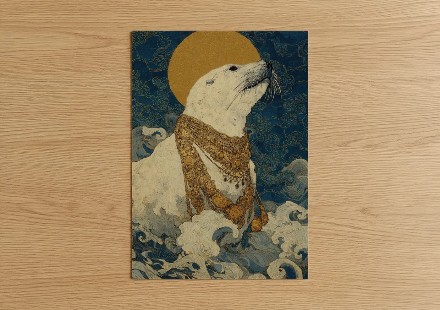 Celestial Seal Golden Moon Wall Art