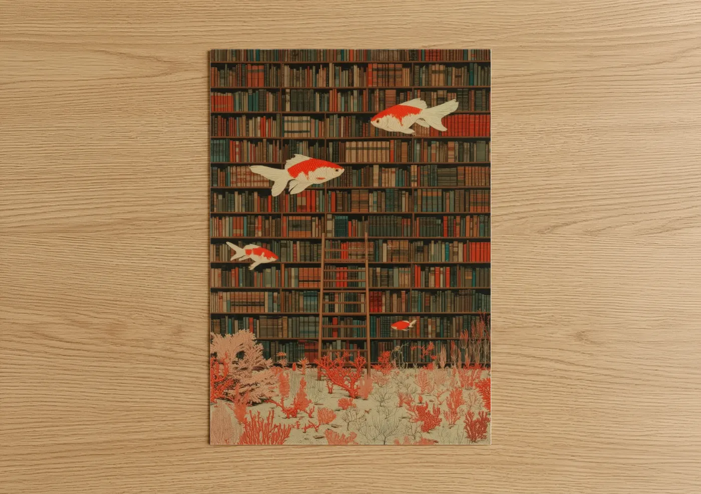 Library Goldfish Surreal Art Print Wall Art