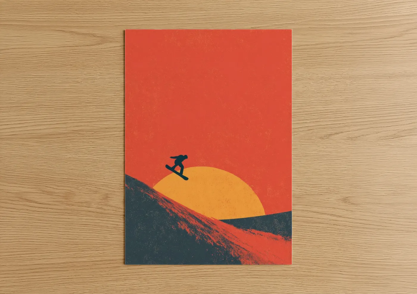 Sunset Snowboarder Silhouette Wall Art