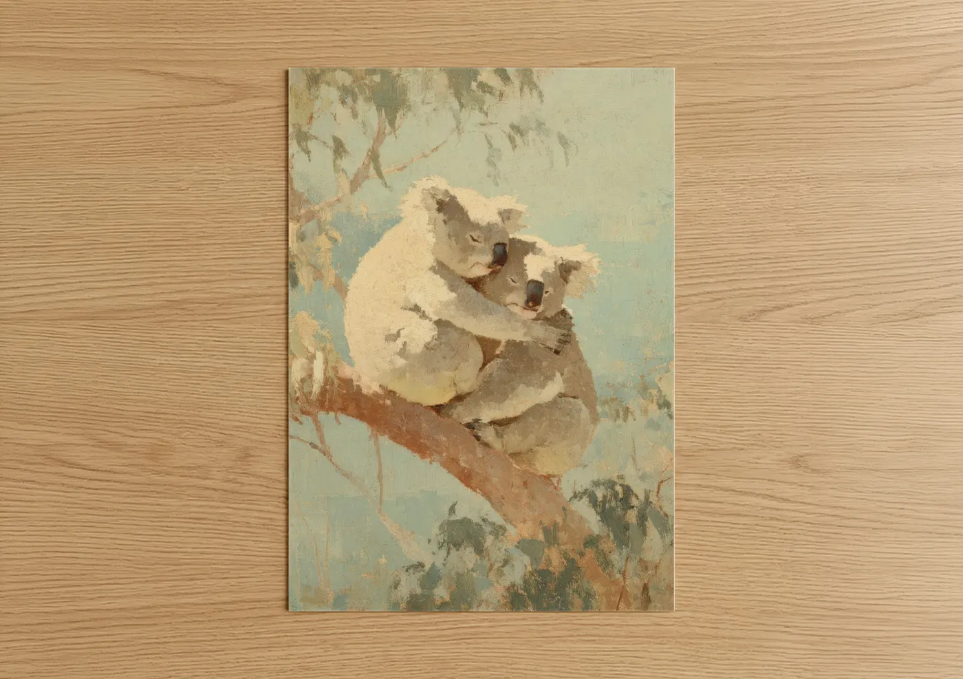 Koala Cuddle Love Watercolor Wall Art