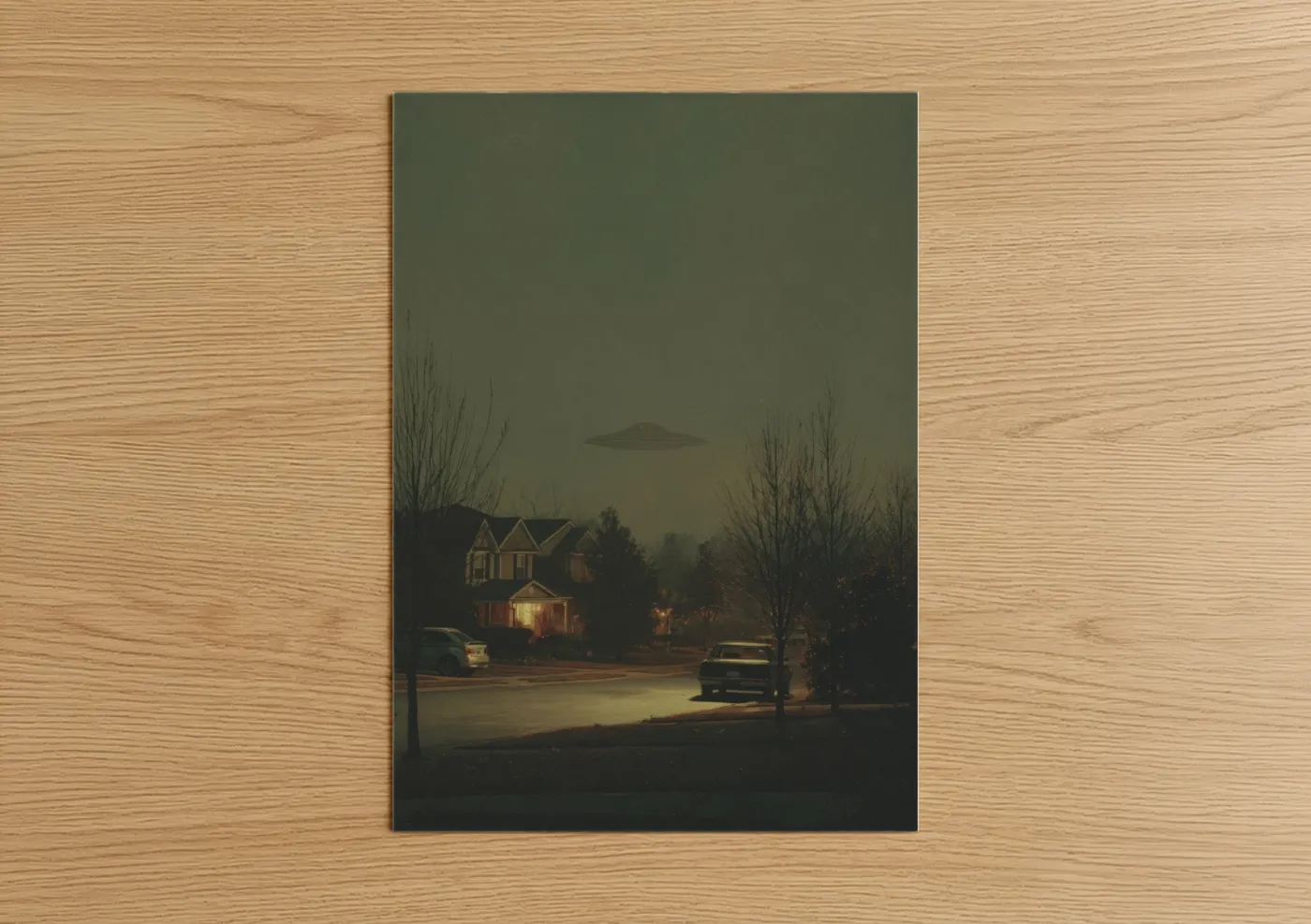 UFO Suburban Night Encounter Wall Art