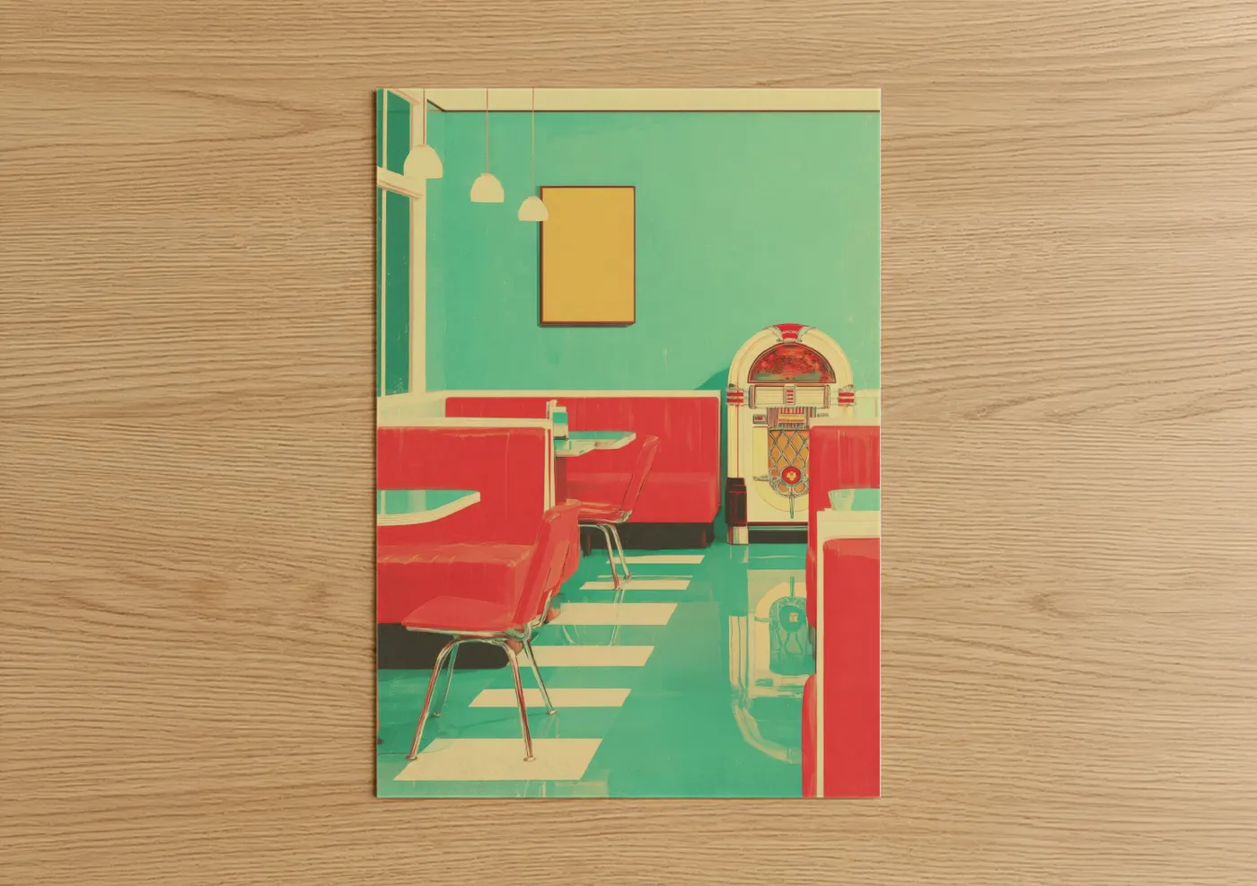 Retro Diner Interior Vintage 1950s Wall Art