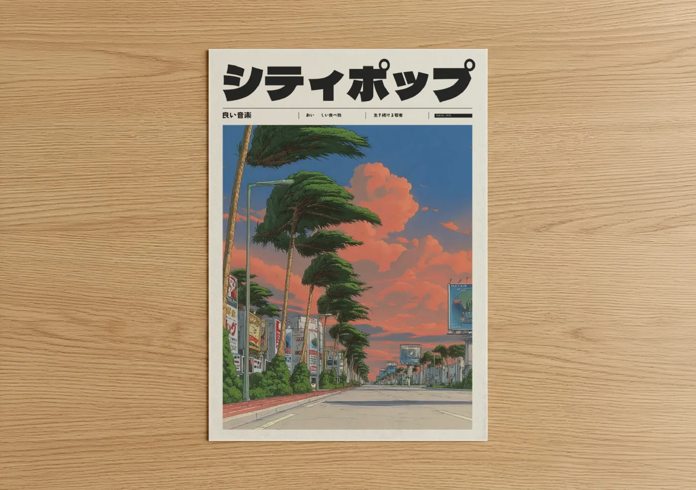 Japanese Anime Street Sunset Wall Art