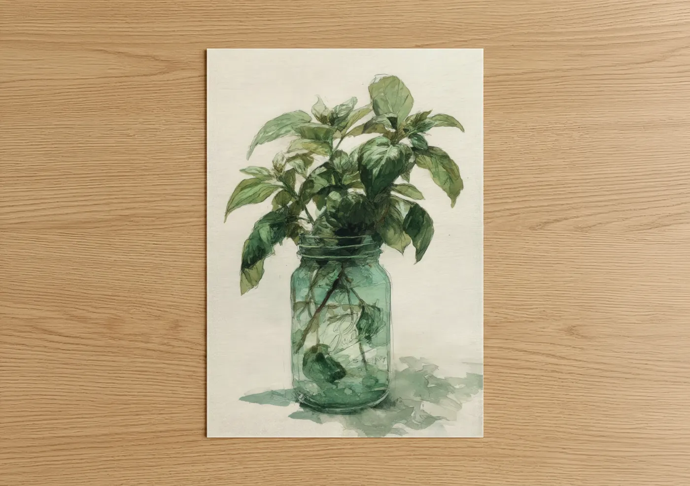 Fresh Herb Bouquet Watercolor Plant Wall Art