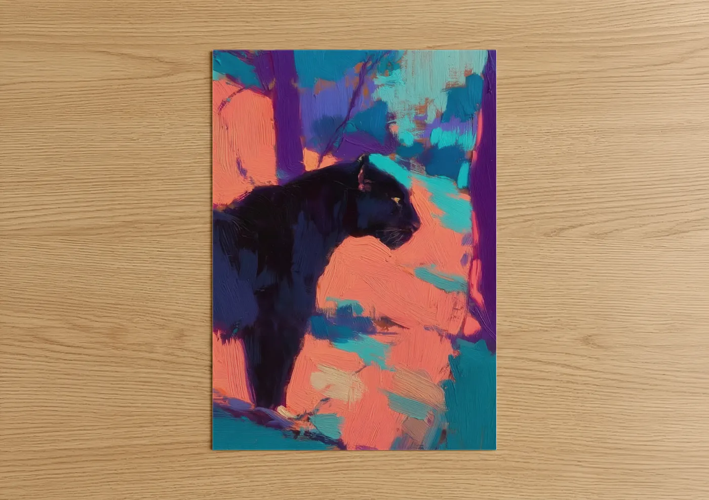Neon Panther Abstract Digital Wall Art