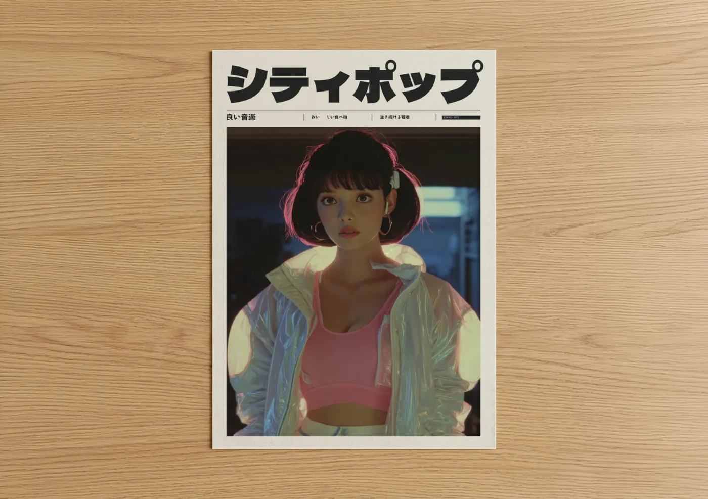 Neon Anime Girl Cyberpunk Portrait Wall Art