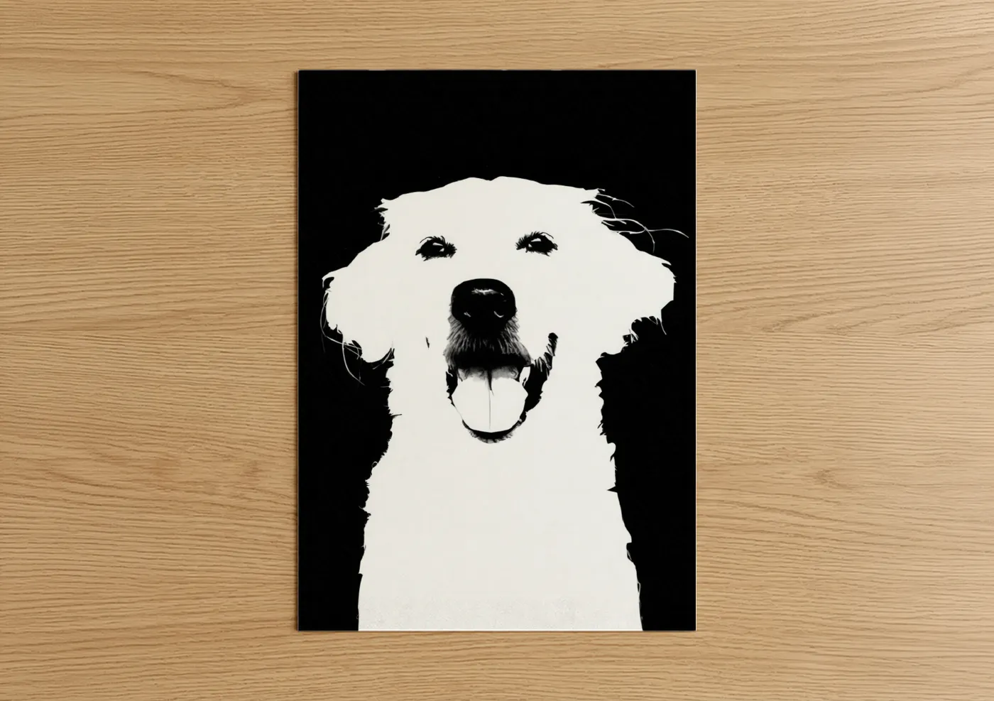 Happy Golden Retriever Black White Wall Art