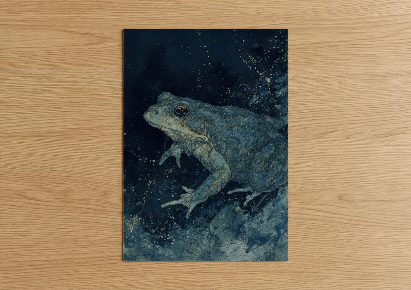Celestial Toad Night Sky Watercolor Wall Art