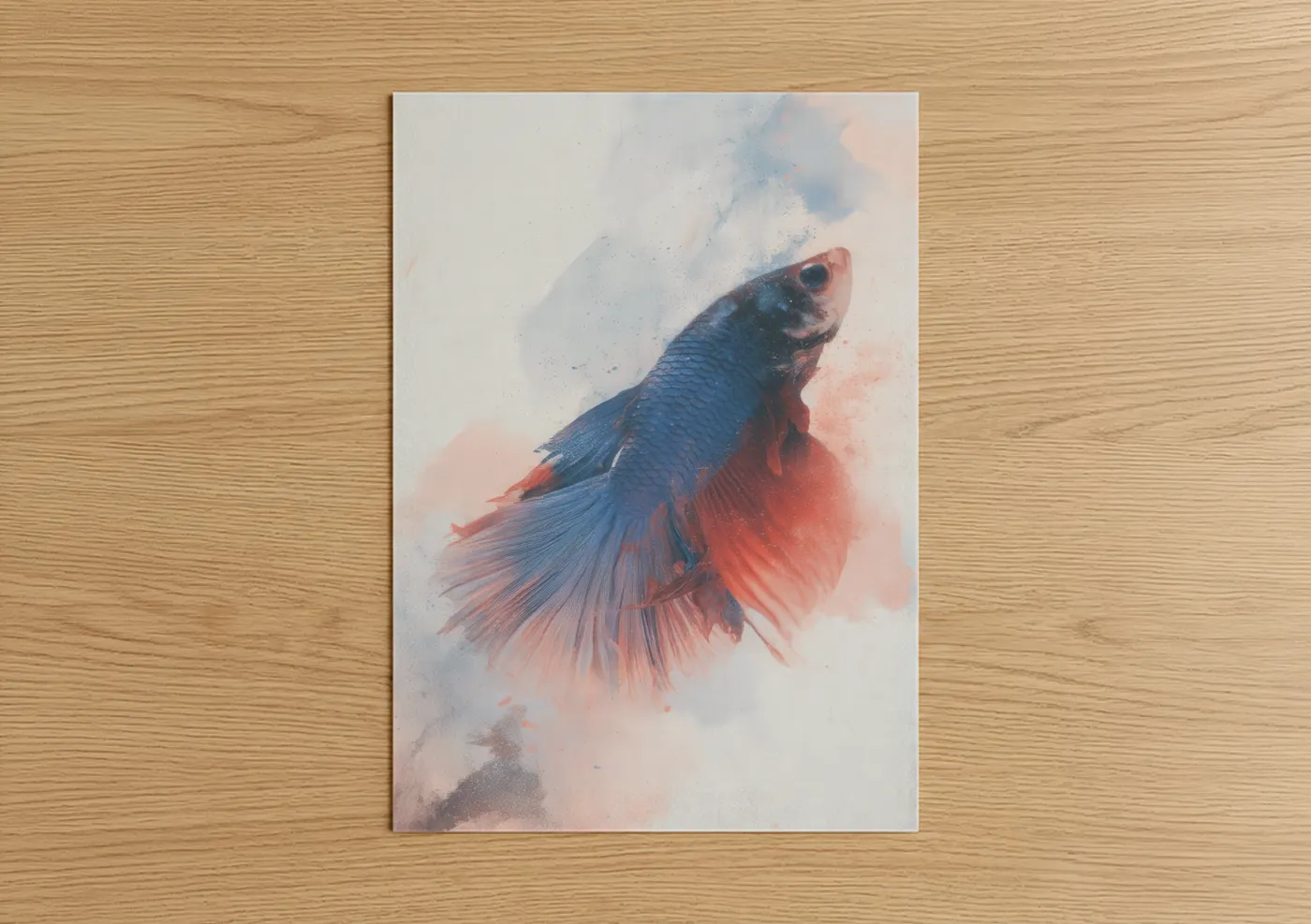 Crimson Betta Fish Watercolor Wall Art