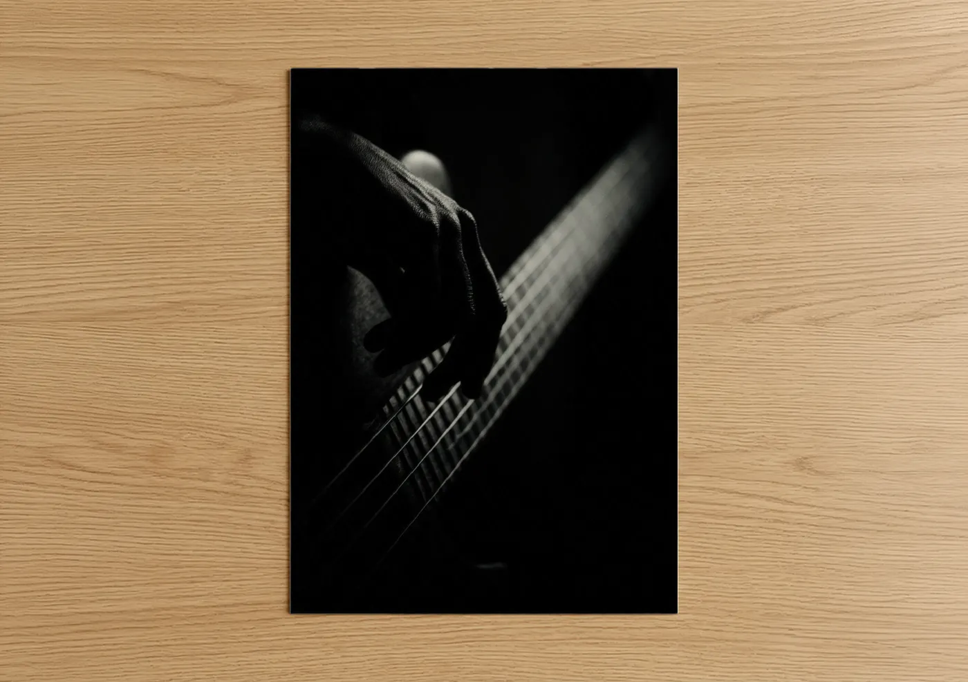 Musician Playing Bass Guitar Black and White Wall Art