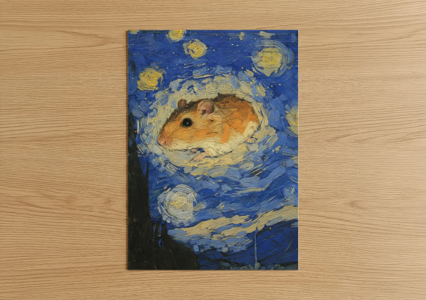 Starry Night Gerbil Pet Portrait Wall Art
