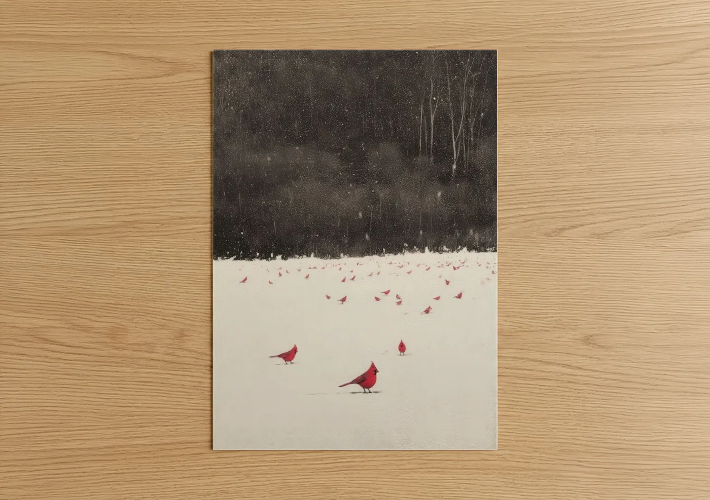 Red Cardinals Winter Snow Landscape Wall Art