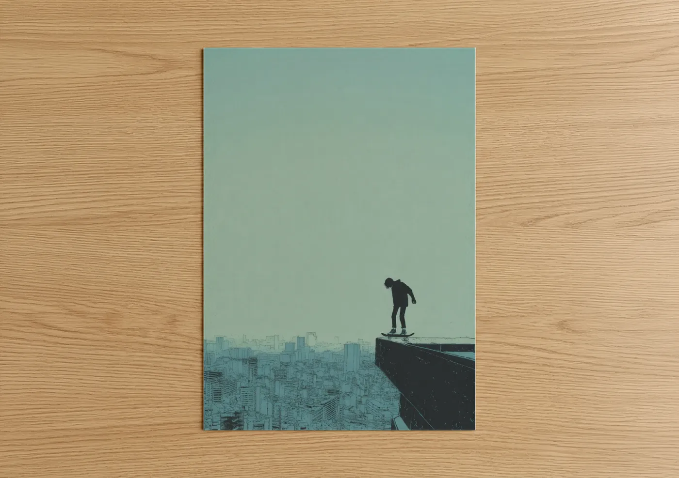 Urban Skateboarder City Edge Photography Wall Art