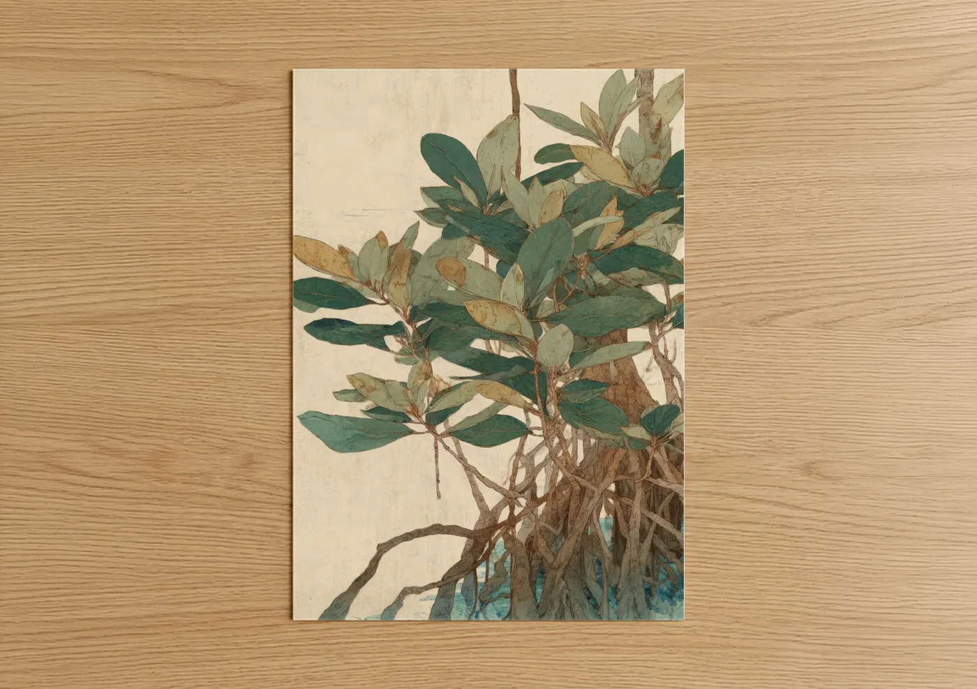 Coastal Mangrove Botanical Watercolor Wall Art