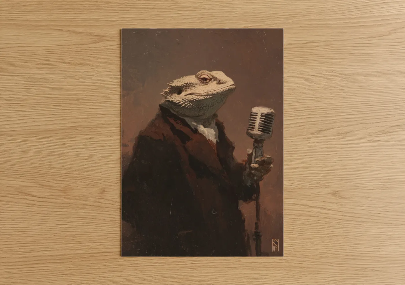 Vintage Lizard Singer Retro Pop Wall Art
