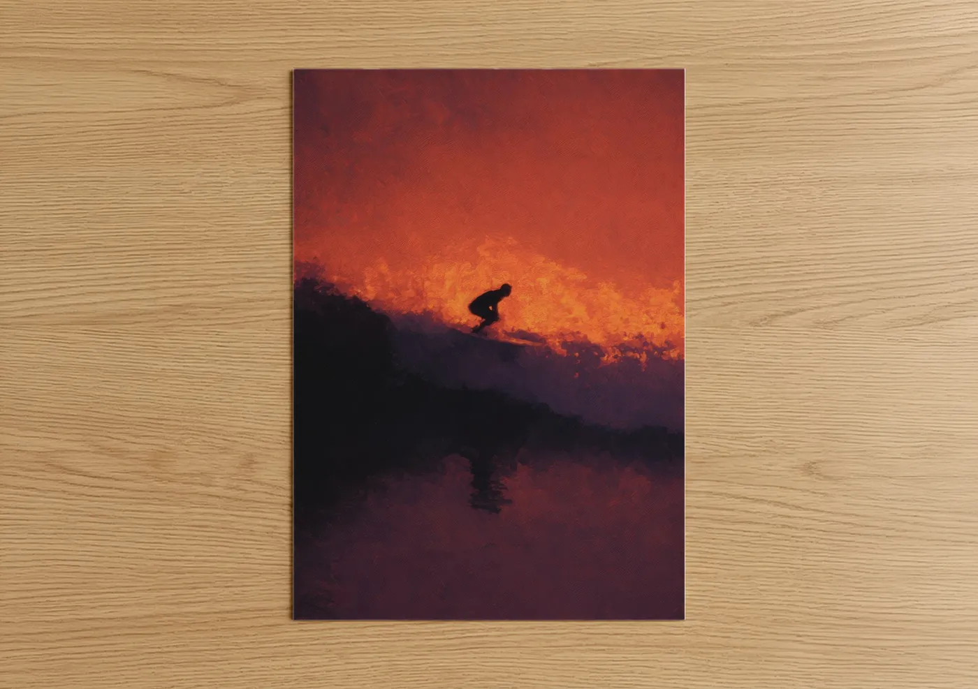 Surfer Silhouette Sunset Wave Wall Art