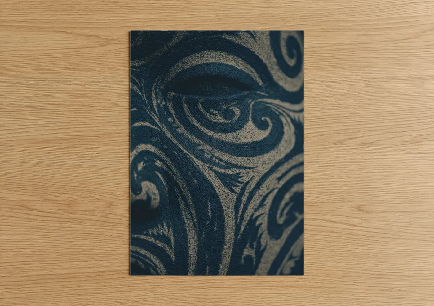 Body art art print on warm oak wood — black and gold palette — Ornamental Tattoo poster