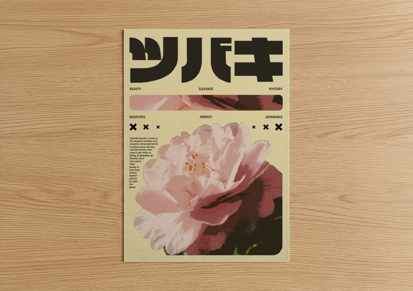 Japanese Y2K Camellia Flower Wall Art