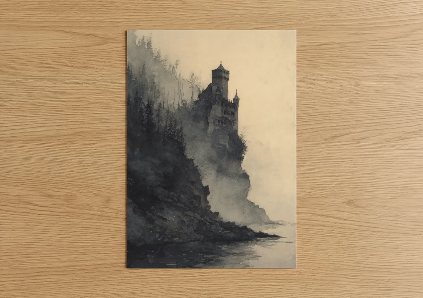 Misty Castle Vampire Gothic Watercolor Wall Art