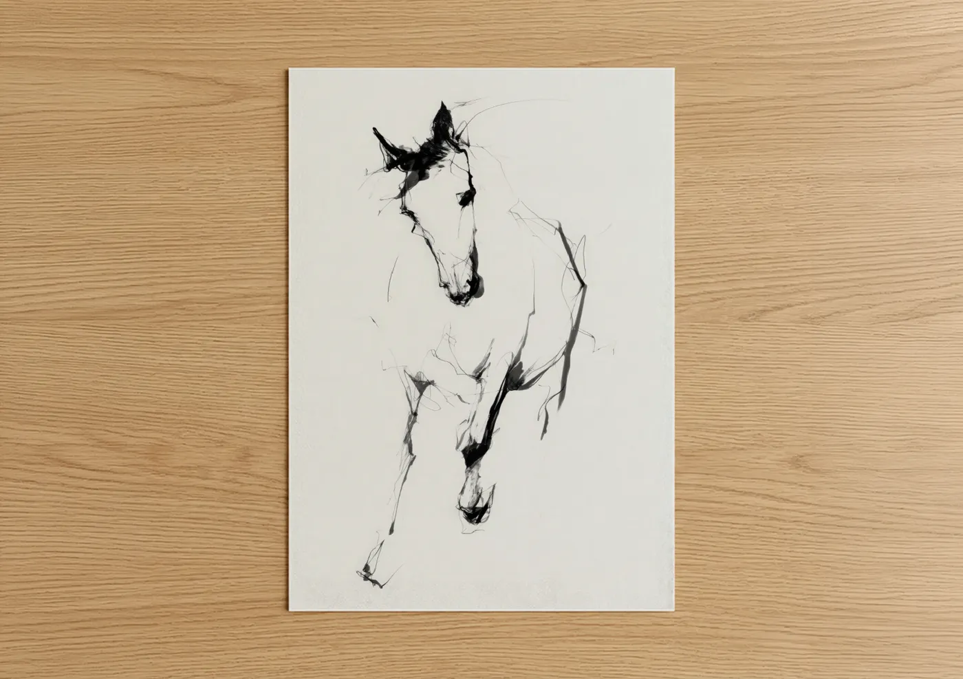 Galloping Andalusian Horse Sketch Art Wall Art