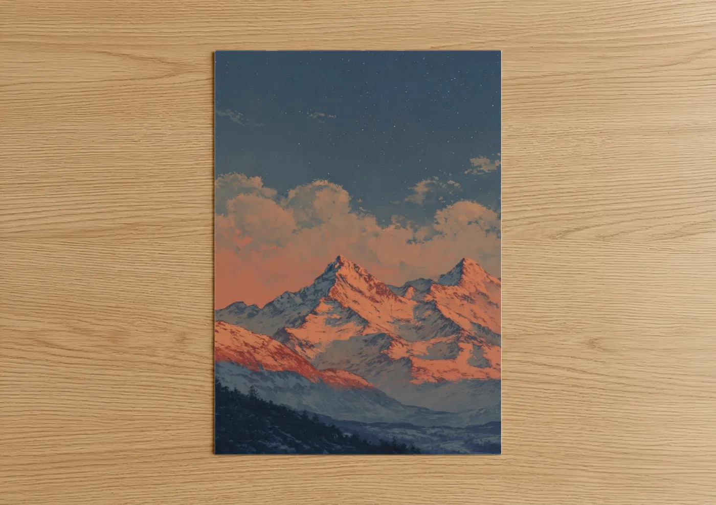 Golden Himalayan Peaks Starry Night Wall Art