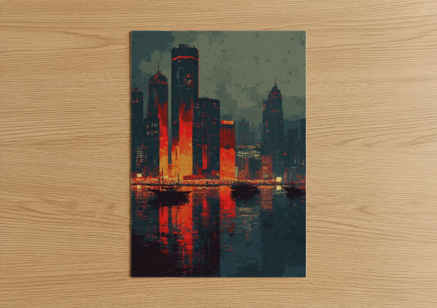 Neon Island Cityscape Urban Wall Art