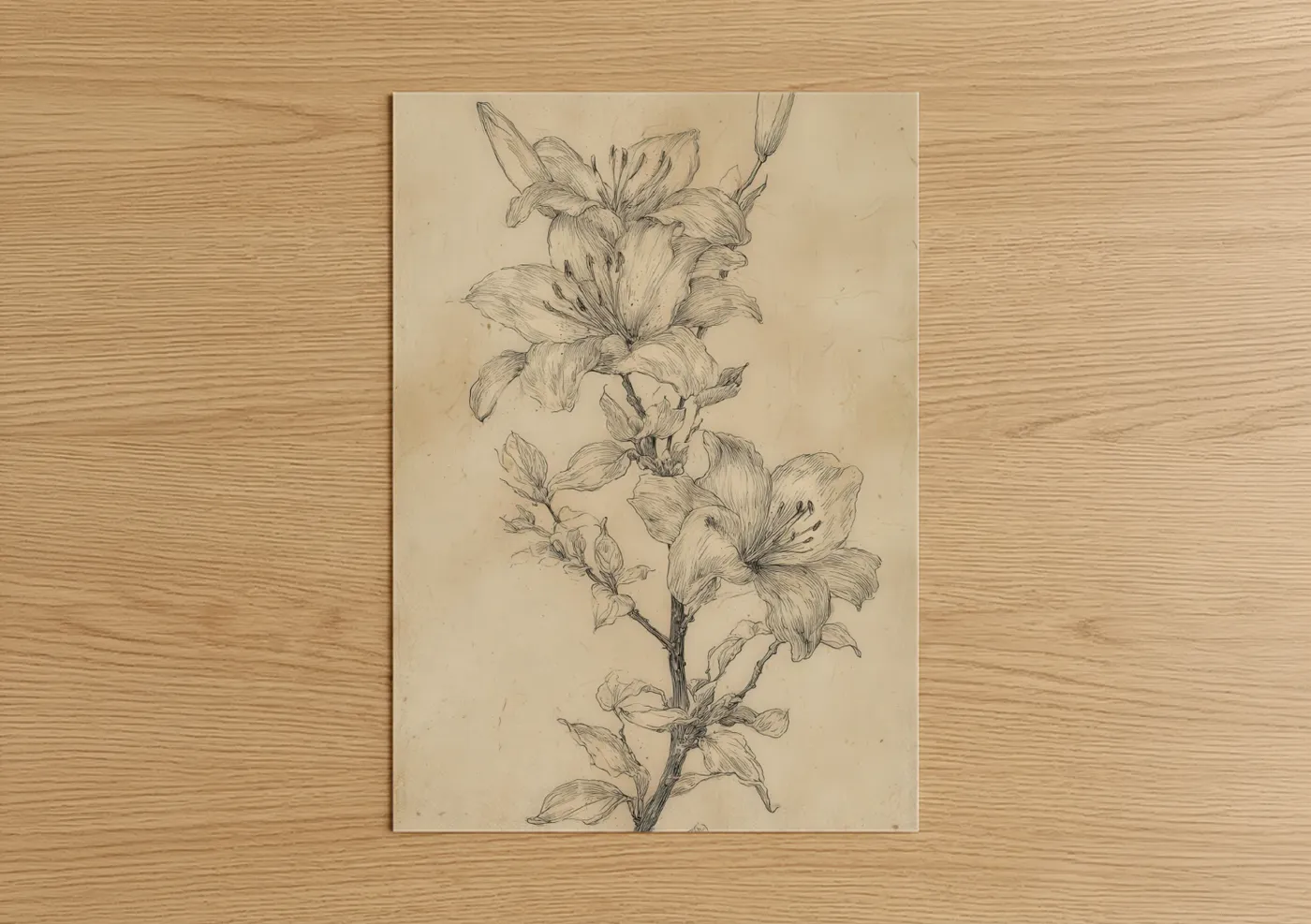 Botanical Lily Sketch Line Drawing Wall Art