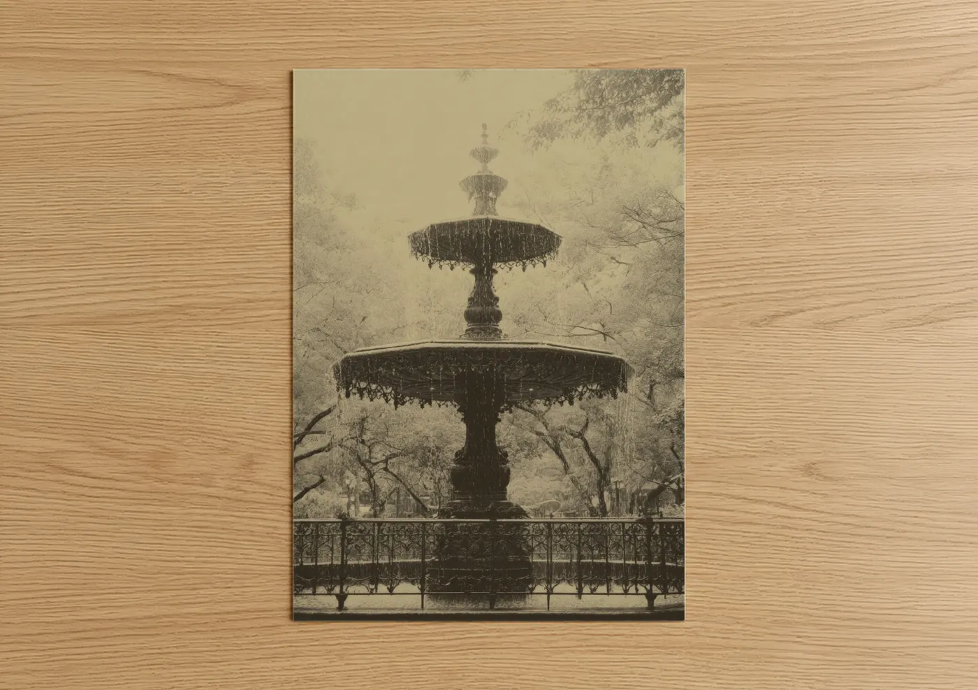Vintage Park Fountain Victorian Architecture Wall Art