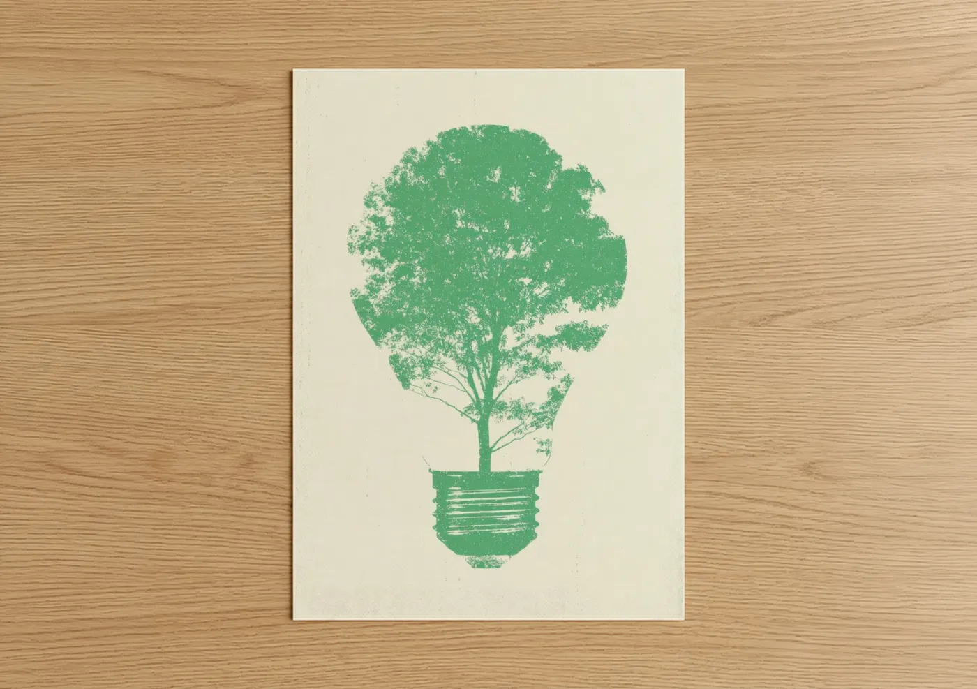 Green Tree Lightbulb Earth Day Wall Art